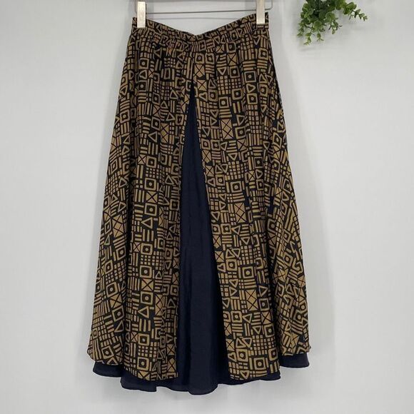 Vintage‎ Studio Collection Women's Maxi Skirt Silk Lined Stretch Waist Geometric - Picture 1 of 7
